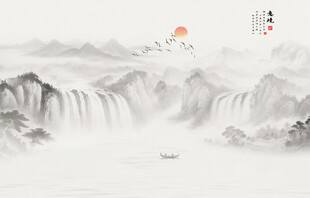 意境水墨山水画