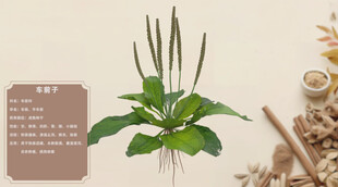 一株独特绿植展示车前子