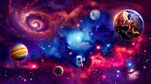 梦幻星空宇宙星球太空宇航员背景