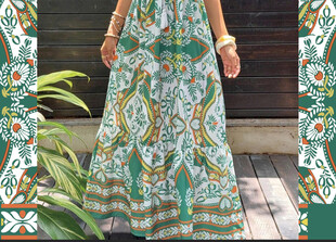 波西米亚风印花长裙展示