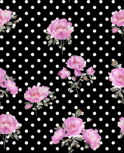 粉色玫瑰波点花卉图案