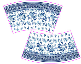 蓝白花纹图案装饰布料