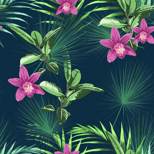 热带花卉植物图案背景