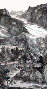 国画水墨风格山川风景图