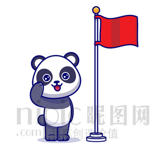 可爱卡通大熊猫敬礼