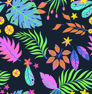 热带植物多彩图案背景