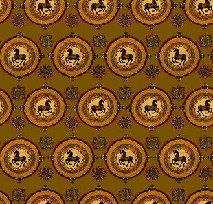 复古风圆形马图案背景