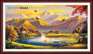 秋日山水风光油画