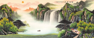 聚宝盆风水画流水生财