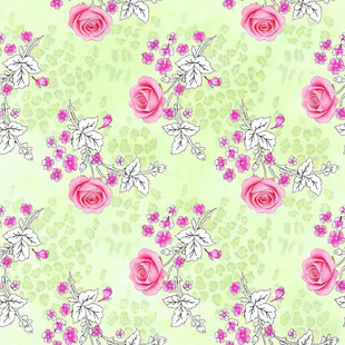 清新粉色花卉绿色背景图案
