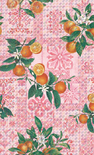 粉色底柑橘花卉图案设计