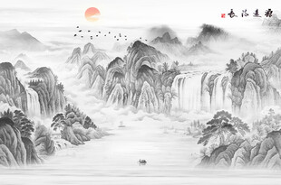 新中式水墨山水画