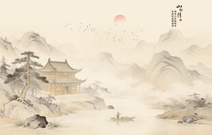 新中式背景墙素材