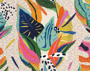 热带风多彩植物图案
