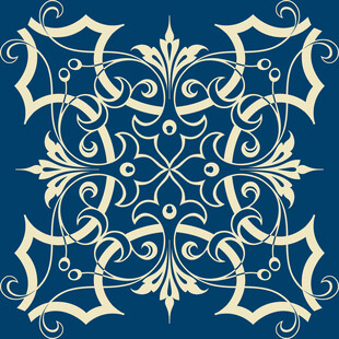 蓝底精美对称花纹图案