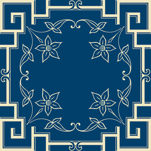 中式蓝色几何花纹图案