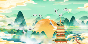 仙鹤图 