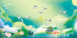 仙鹤 风景画