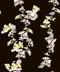 花卉图案黑色背景织物纹理