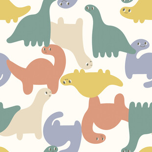 可爱多彩恐龙无缝图案