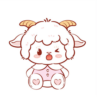 可爱小羊玩偶插画