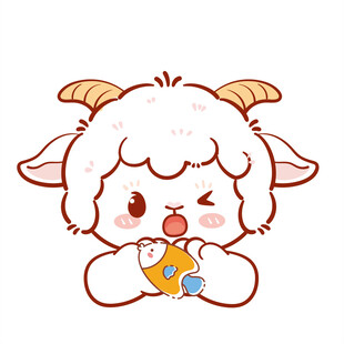 可爱小羊吃胡萝卜