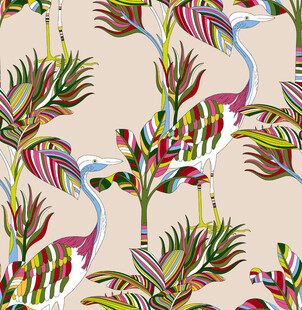 自然的鸟 白鹳 热带植物  