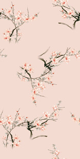 粉色桃花枝无缝图案背景