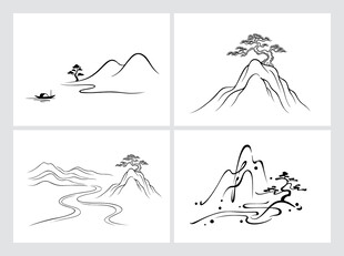 水墨山水简笔画组图