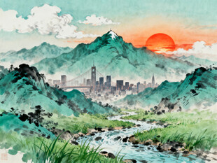山间日落美景