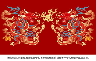 吉祥双龙戏珠龙包装飞龙在天龙纹