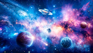 银河宇宙太空星球宇航员星空背景