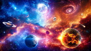 梦幻宇宙星空太空黑洞星球背景墙