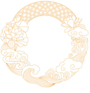 中式古典花纹圆形图案 矢量图
