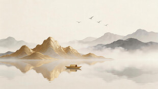 金色山水画