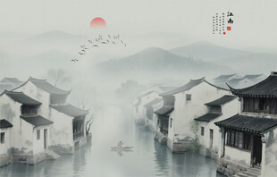 水墨江南背景墙