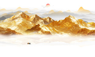 金山山水画背景墙