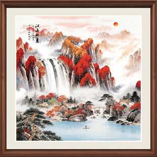 正方形山水国画