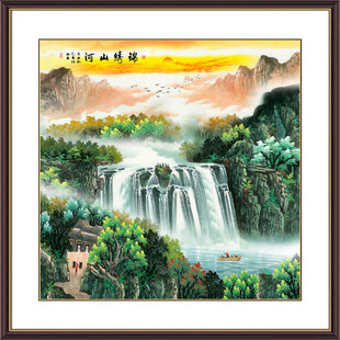 正方形山水画