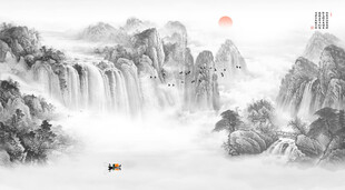  水墨山水背景墙
