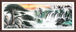 流水生财山水画