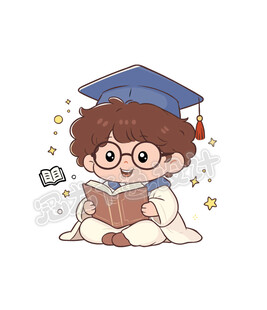 小博士专注读书矢量插图
