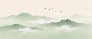 新中式水墨国画山水背景墙壁画