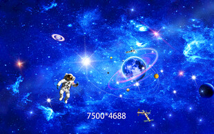 梦幻太空宇航员遨游场景