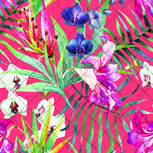 热带花卉图案 色彩绚丽