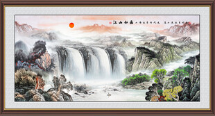 国画山水沙发背景墙