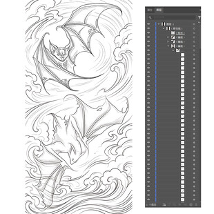 福气满满白描线稿
