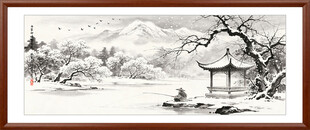 雪景山水画寒江独钓