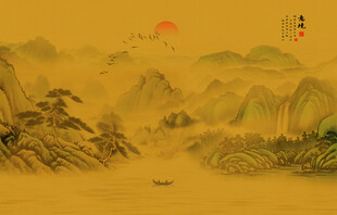 山水意境中国风水墨画