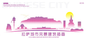 拉萨城市建筑插画